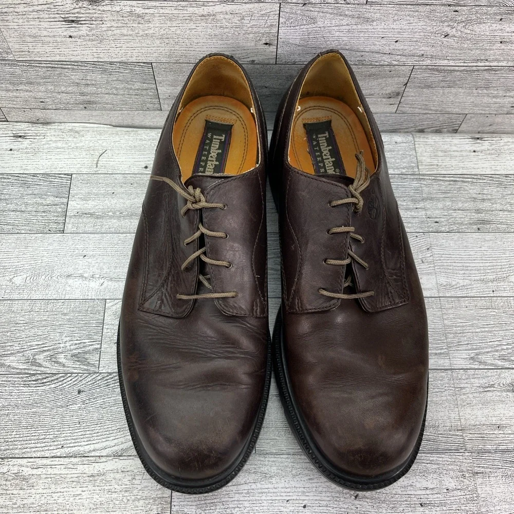 Timberland Brown Leather‎ Waterproof Oxford Lace Up Shoes 93076 Men Size 10M